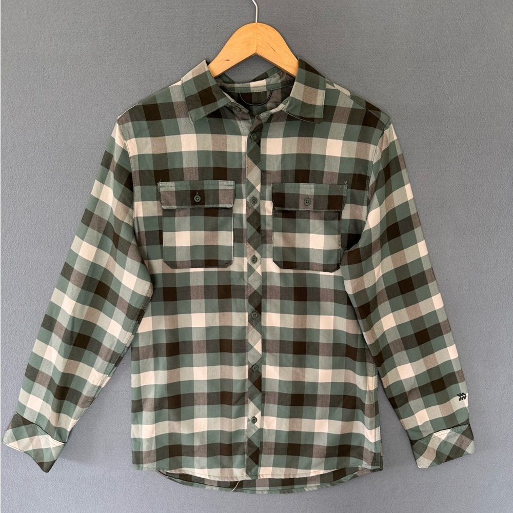 All in Motion Men's Long Sleeve Flannel Shirt in dark green